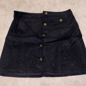 Black corduroy button skirt